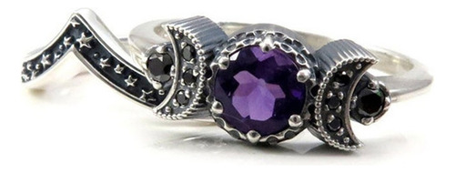 Anillo De Moda, Ligero, Con Forma De Triple Luna, Con Oro