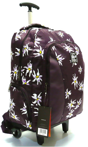 Mochila Juvenil Seanite Yins Floral Puxador Alumínio G Roxa