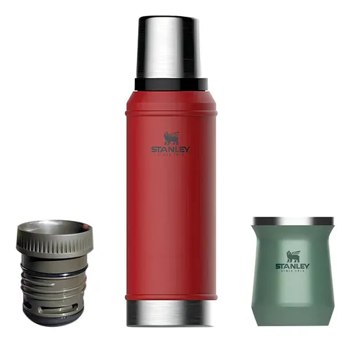Termo Stanley 600 Ml Tapón Cebador 360 Y Mate Plan B Color Termo Rojo - Mate Verde