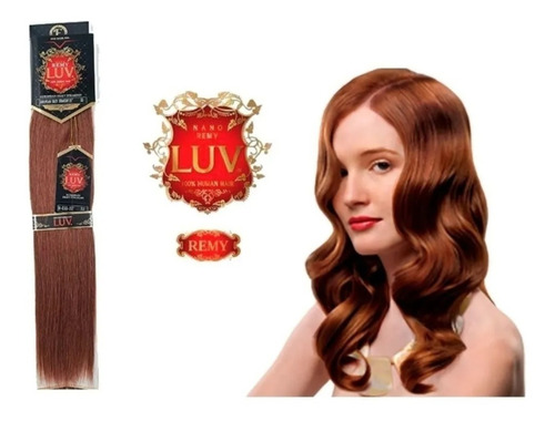 Extension De Cabello Luv Remy 18pLG 100% Natural Rojo Cobriz