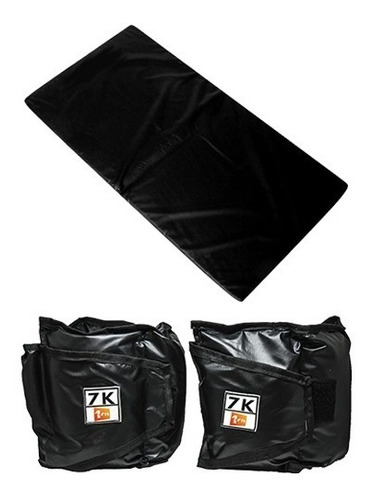 Kit Colchonete Preto + Par De Caneleira De Peso 7kgs