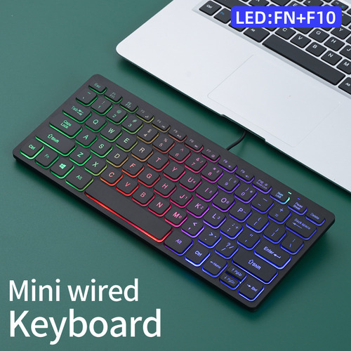 Miniteclado Compacto Con Cable Retroiluminado Para Computado