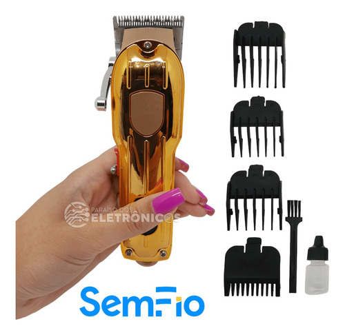 Máquina De Cortar Cabelo Barba Bigode Profissional Sem Fio