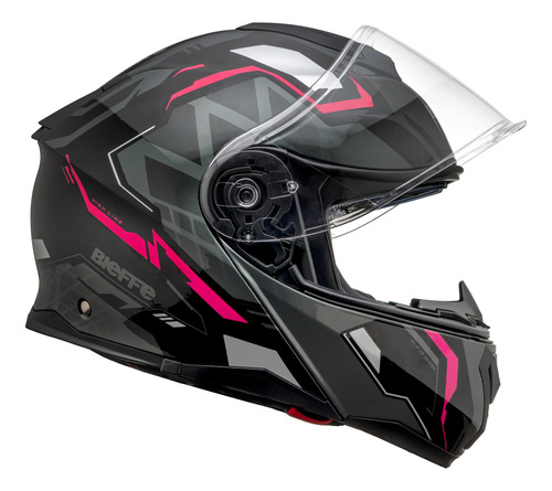 Capacete Robocop Moto Bieffe B-dynamic Attractie Rosa Brilho