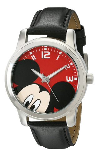 Reloj Mujer Disney W001842 Cuarzo Pulso Negro En Cuero