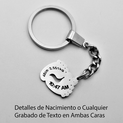 Imagen 4 de 6 de Llavero Acero Inox Piecitos Conmemorativo Grabado Láser 1030