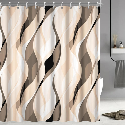 Cortina De Ducha Color Crema, Moderno Conjunto De Cortina De
