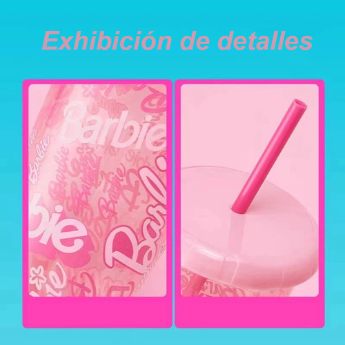 Miniso Juego De 4 Vasos De Barbie Con Tapa Y Popote 520ml