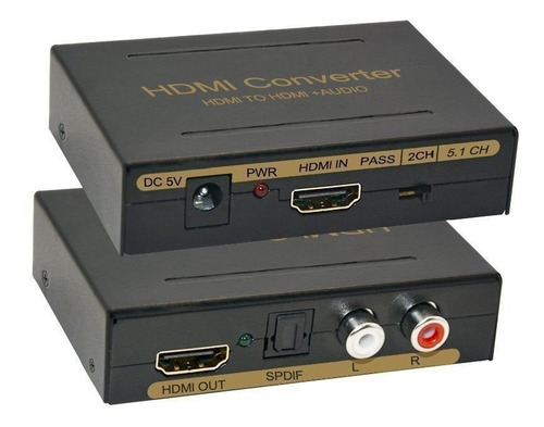Imagen 1 de 5 de Conversor Extractor Audio Hdmi A Rca Toslink 5.1 Caballito
