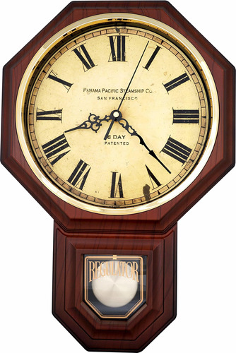 Reloj De Pared De Péndulo Romano Vintage De Escuela Tr...