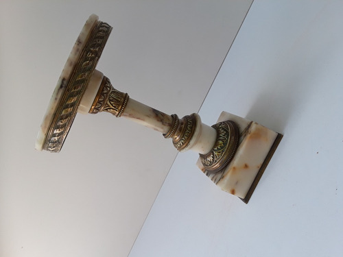 Antiguo Pie , Pedestal De Marmol Y Bronce (Usado)