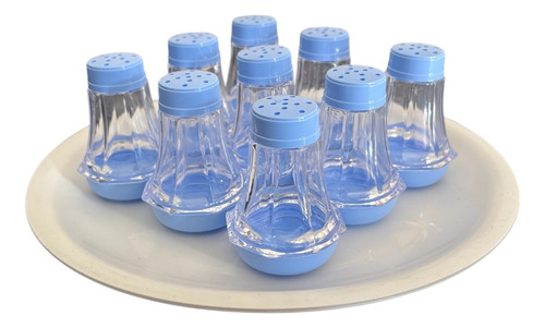 Saleros Transparentes (12piezas) Ideal Para Fiestas Y Evento Azul Acero
