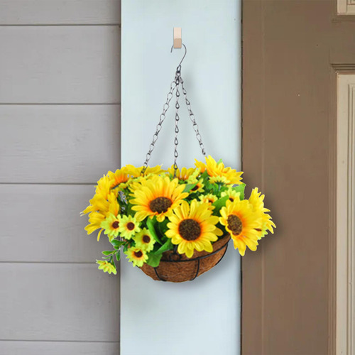 Cesta Colgante Artificial Flores Girasoles De Seda