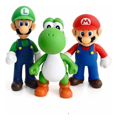 Figuras De Mario Bross, Luigi Y Yochi 21 A 23 Cm, Grande