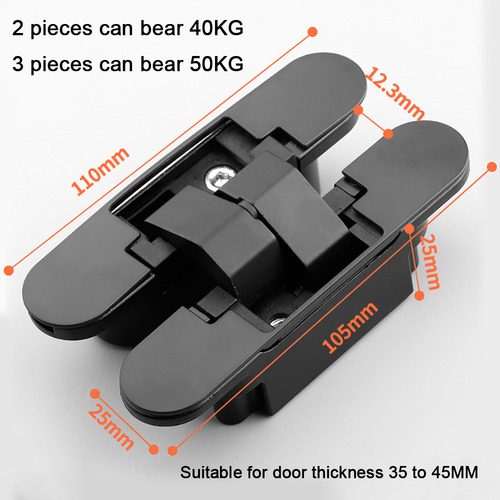 Bisagra De Puerta Metálica Oculta Ajustable En 3d De 180°