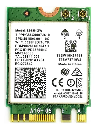Módulo Nic Inalámbrico Intel Ac8265 De Doble Banda Para Jets