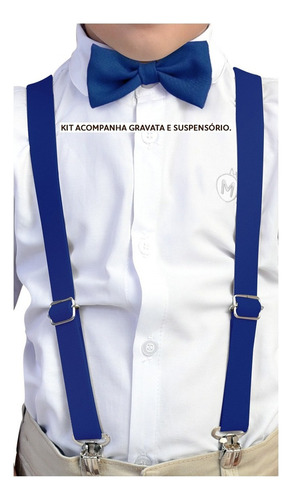 Kit Gravata E Suspensório Infantil Varias Cores Cor Azul Royal