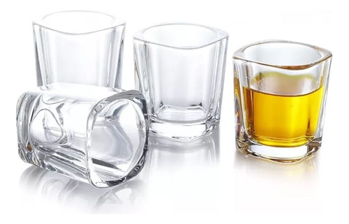 Set 6 Vasos Shot Tequila De Vidrio Grueso Cuadrados 75ml