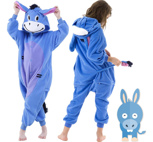 Pijama Mameluco Kigurumi Burro Animados Para Niños Disfraz