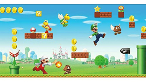 Roommates Nintendo Mario Peel And Stick Cenefa Para Papel