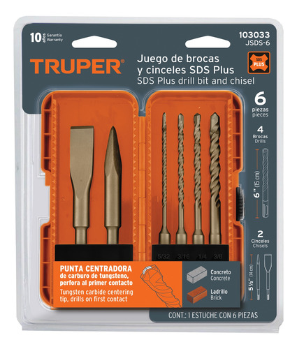 Juego De 6 Brocas/cinceles Sds Plus Truper 103033