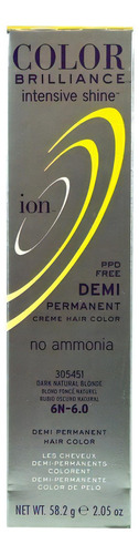 Tinte Semi Permanente En Crema Sin Amoníaco Ion 58.2g Tonos Tono 6N-Rubio Oscuro Natural