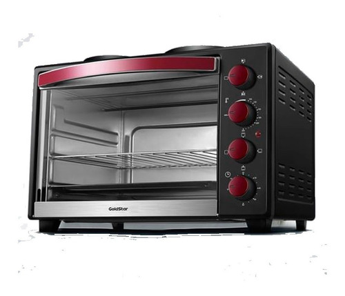 Horno Goldstar Gldh92 42 Litros 1600w Con 2 Anafes Color Negro/rojo