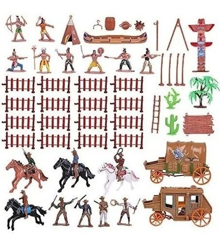 Set Wild West Cowboys E Indios Figuras Plasticas