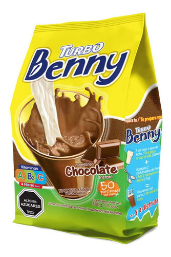 Saborizante Leche Sin Gluten Turbo Benny Chocolate 500 Gr