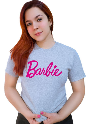 Polera Dama Estampada 100%algodon Letras De Barbie