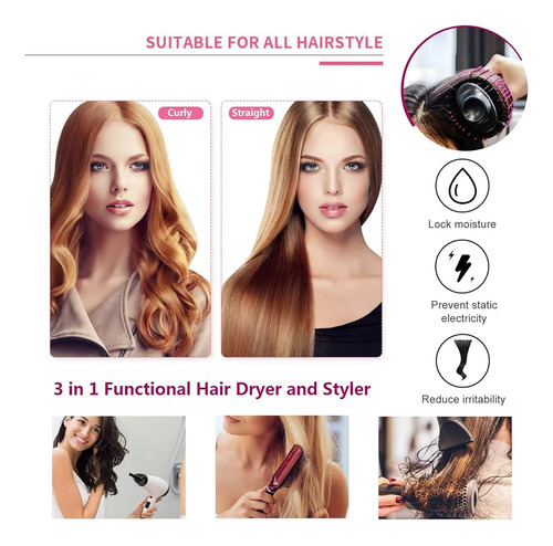 Cepillo Secador De Cabello Voluminizador Alizador 3 En 1