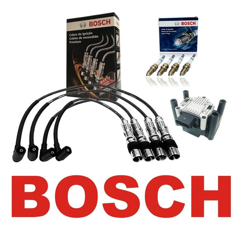 Kit Cabos Velas Bobina Bosch Fox Gol G4 G5 Voyage 8v Flex