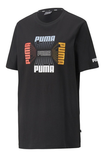 Polera Algodon Puma Ess Logo Repeat Graphic Tee Negro Hombre