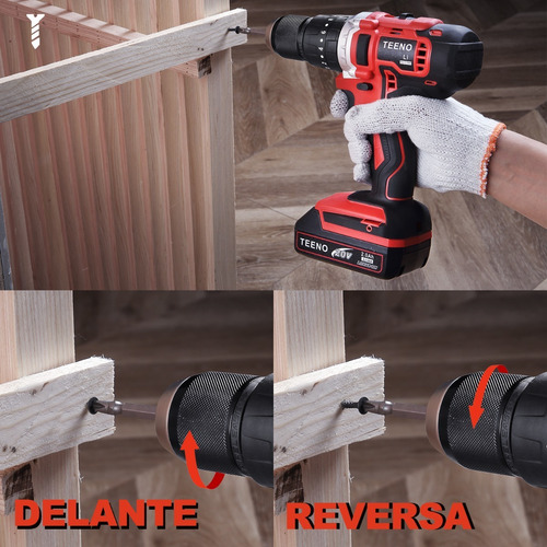 Imagen 5 de 9 de Taladro Rotomartillo1/2''teeno-916 Set 69pcs 2*2.0ah Bateria