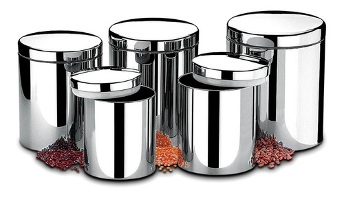 Conjunto Potes C/ Tampa Mantimentos 5 Peças 2100/101 Brinox