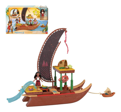 Canoa De Aventura Moana Mattel 60 Cm Con Muñeca Y