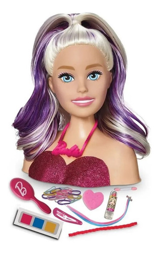Imagem 3 de 8 de Barbie Busto Maquiar E Pentear Original Mattel Com 24 Itens