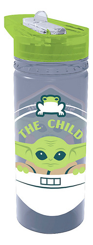 Botella Baby Yoda Tritán 580ml Con Pajita Color Gris