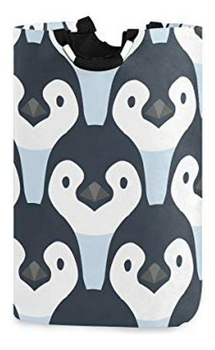 Cesto De Ropa Lindo Diseño Pingüino, Grande, Plegable Y Con 