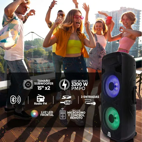 Parlante Kalley K-spk400 Bluetooth 400w Negro Fm Karaoke