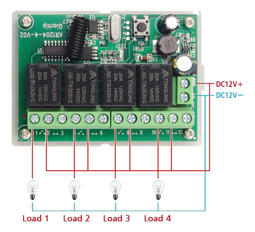 Interruptor De Control Remoto Dc12v 24v 4 Canales 433m