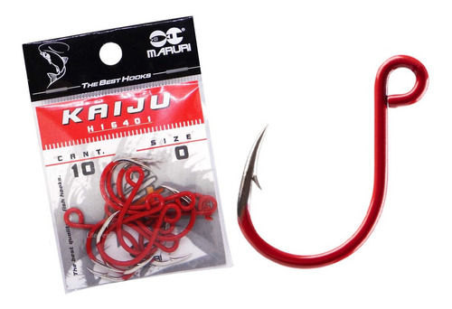 Anzol Maruri Kaiju H16401 Inline Red 1/0 C/ 10 Un