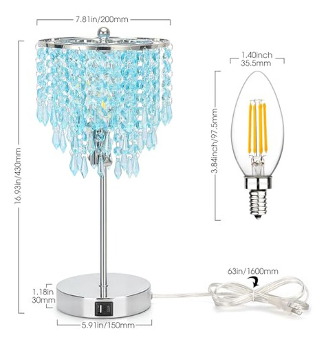 Lámpara De Mesa De Cristal Con Control Táctil, Lámpara De Me