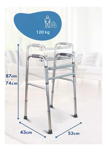 Andador Ortopédico Aluminio Doble Barra Reforzado Regulable
