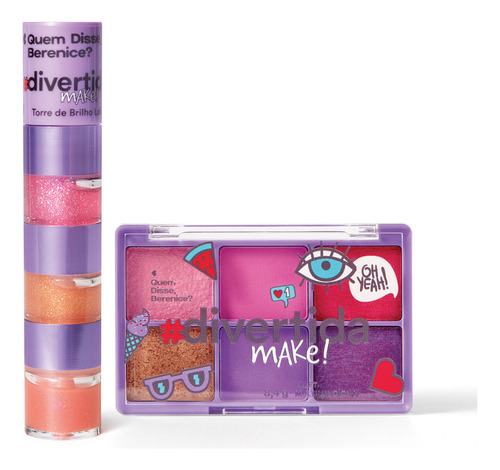 Kit Make Qdb Divertida!: Palette 8,4g + Torre Brilho Labial