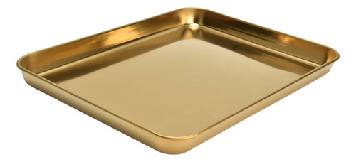Bandeja Rectangular De Acero Inoxidable Dorada Plana