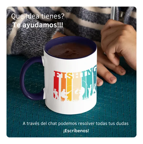 Mug Cerámica Personalizado Blanco/azul Oscuro