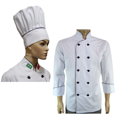 Kit Dólmã+chapéu Para Chefe De Cozinha