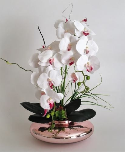 Arranjo Orquídeas Artificiais Vaso Gold Rosê Frete Grátis | Parcelamento  sem juros