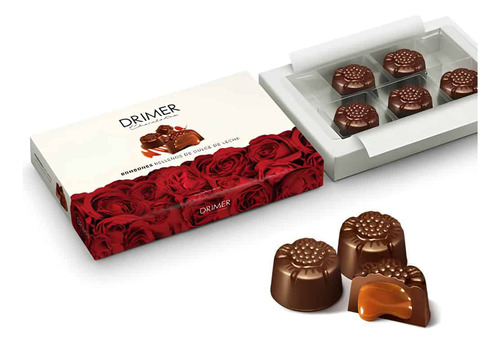 Drimer Chocolates Caja de 5 Bombones con Avellanas en Estuche de Rosas 50g